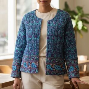 Blugirl Size Medium Printed Open Front Quilt Jacket New With Tags